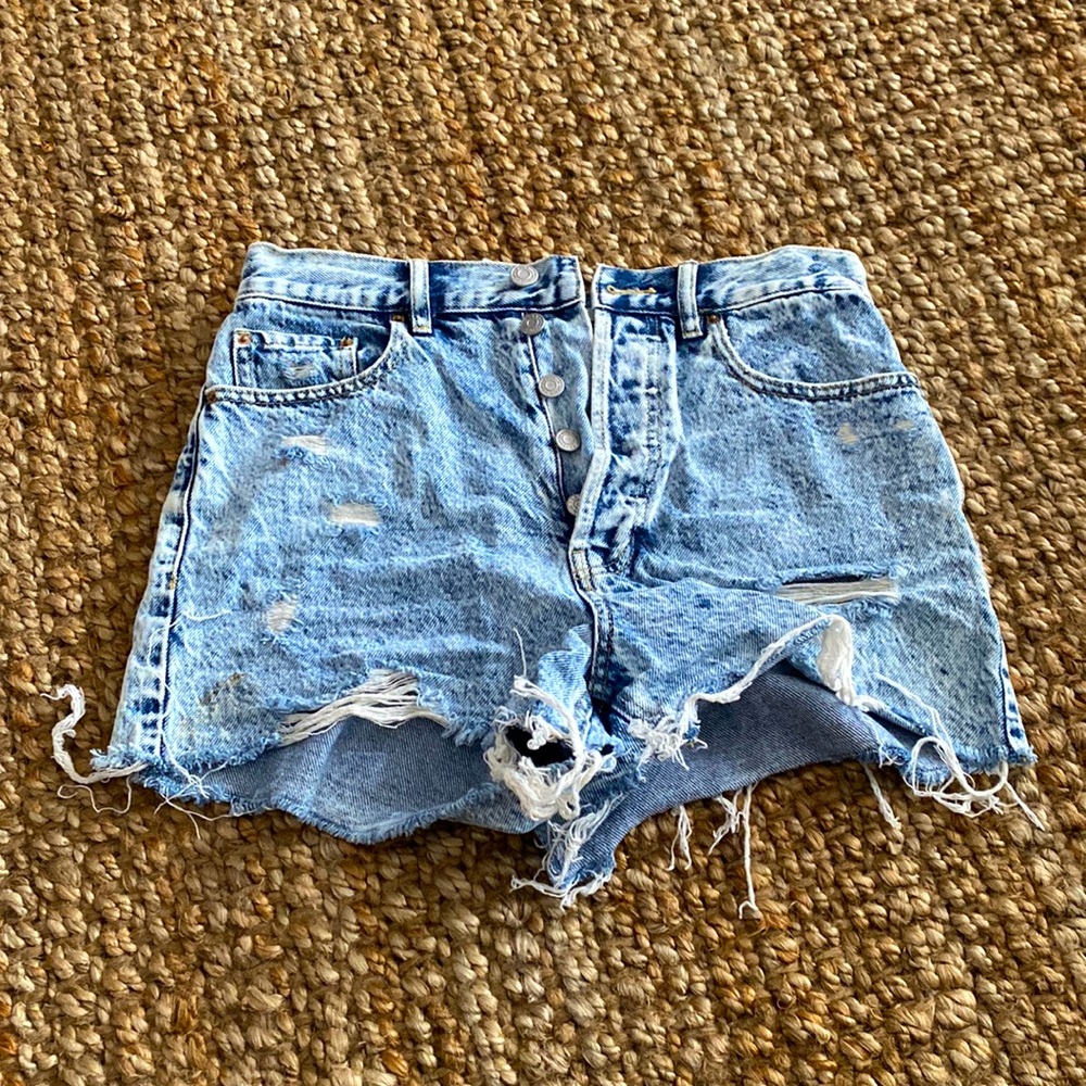 PacSun acid wash high waisted denim shorts